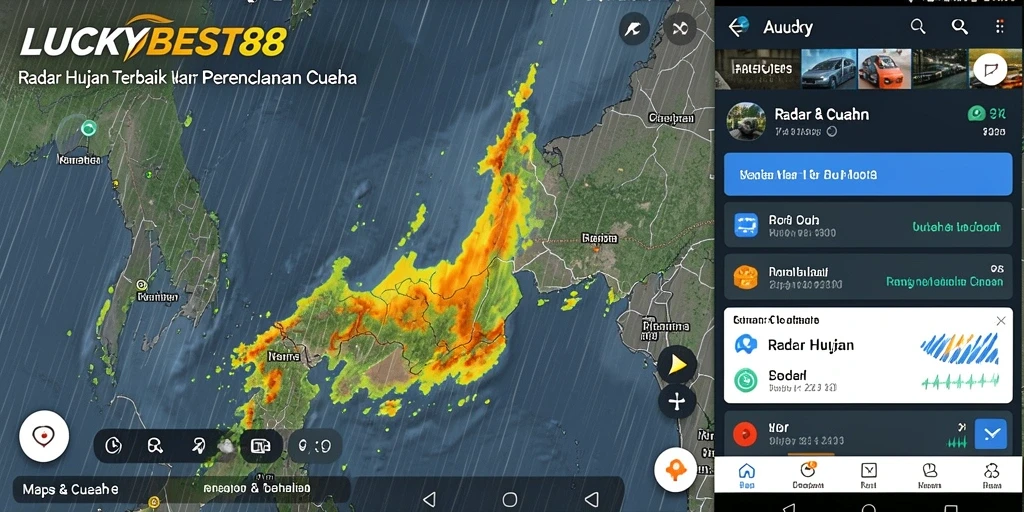 Tampilan antarmuka aplikasi Radar Hujan LUCKYBEST88 yang informatif.