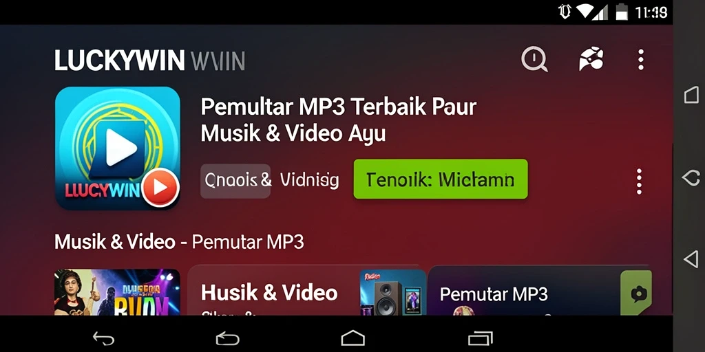 Antarmuka LUCKYWIN yang sederhana dan elegan untuk Pemutar MP3.