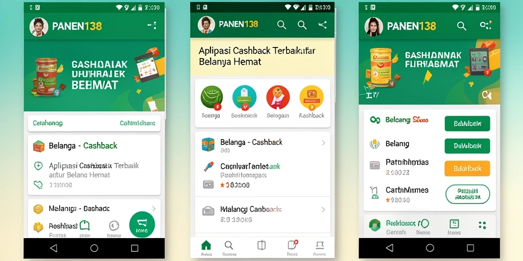 Antarmuka aplikasi PANEN138 yang menarik dan informatif untuk Cashback.
