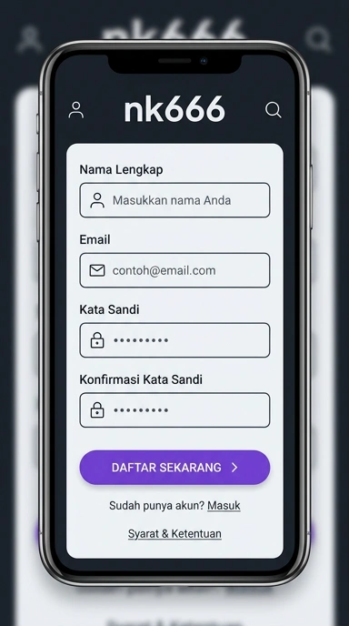 Tampilan halaman daftar nk666
